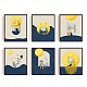Superdant мультфильм животное печать на холсте живопись пейзаж пейзажи без рамы настенные картины для детской комнаты детская спальня 6 шт. кошка сова абстракция произведение искусства с луной декор стены AJEW-WH0173-148-1