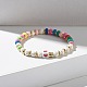 Heart Pattern & Heishi Beads Stretch Bracelets for Women BJEW-JB07191-2