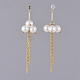 Boucles d'oreilles pendantes en perles de verre écologiques EJEW-JE03813-01-4
