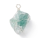 3pcs 3 styles quartz rose naturel brut et cristal de quartz et gros pendentifs en aventurine verte PALLOY-JF01391-4