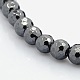 Faceted Round Non-magnetic Synthetic Hematite Beads Strands G-P061-60-3mm-1
