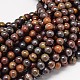 Natural Red Tiger Iron Round Bead Strands X-G-P075-22-6mm-1
