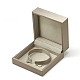 プラスチックブレスレットの箱  ベルベットと  正方形  淡い茶色  9.1x9.1x4.5cm OBOX-Q014-31-3