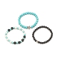 3 Stück 3 Stil natürliche und synthetische Perlen-Stretch-Armbänder aus gemischten Edelsteinen mit Legierungs-Seesternen für Frauen BJEW-JB08185-4