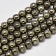 Natural Pyrite Round Beads Strands G-F197-10-4mm-1