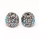Platinum Plated Brass Polymer Clay Rhinestone Cord Ends RB-L025-25-2