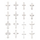 Fashewelry 160pcs 8スタイル201＆304ステンレススチールペンダント  クロス  ステンレス鋼色  20個/スタイル STAS-FW0001-18-2