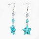 Synthetic Turquoise Beads and Synthetical Moonstone Beads Dangle Earrings EJEW-JE02796-02-2