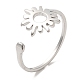 304 Stainless Steel Sun Open Cuff Ring for Women RJEW-M149-05P-3
