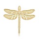 Golden Alloy Rhinestone Dragonfly Big Pendants ALRI-J070-28G-NR-2