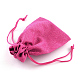 ポリエステル模造黄麻布包装袋巾着袋  濃いピンク  18x13cm X-ABAG-R005-18x13-08-3