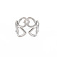 304 anillo de acero inoxidable con corazón abierto para mujer. RJEW-S405-170P-2