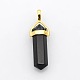 Natural Black Agate Bullet Double Terminated Pointed Pendants G-P053-G33O-2