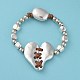 Bracelet en perles de coeur fendu en alliage BJEW-A143-01-1