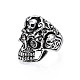 Gothic Punk Skull Alloy Open Cuff Ring for Men Women RJEW-T009-61AS-2