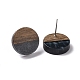 Orecchini a bottone tondi piatti in resina e legno di noce con 304 perno in acciaio inossidabile da donna EJEW-TAC0021-04A-2