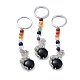 Porte-clés guépard en obsidienne naturelle et en laiton KEYC-H019-01P-02-1