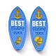 オペーク樹脂カボション  海のテーマ  アンカーとヨットと言葉で最高の気分のサーフボード  ドジャーブルー  35x13.8x5mm RESI-C010-01-1