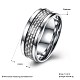 メンズチタンスチールフィンガー指輪  ワイドバンドリング  ホワイト  プラチナ  usサイズ8（18.1mm） RJEW-BB27567-A-8-6
