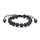 8mm Round Natural Tiger Eye & Lava Rock Braided Beads Bracelets Set BJEW-JB07083-4