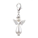 ガラスの真珠のペンダントの飾り  合金パーツ  天使  銀  52mm HJEW-JM01693-1