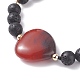Bracelet perle tressée pierre naturelle coeur BJEW-JB07250-6