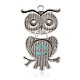 Antique Silver Plated Halloween Owl Alloy Dyed Synthetic Turquoise Big Pendants PALLOY-J651A-01AS-2