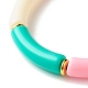 Candy Color Chunky Tube Beads Stretch Bracelet BJEW-JB07298-02-4