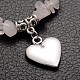 Natural Rose Quartz & Alloy Heart Charm Bracelets For Valentine's Day BJEW-JB01883-01-3