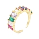 Цветной кубический циркон прямоугольное открытое кольцо-манжета RJEW-B037-02G-4