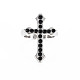 メンズアロイカフフィンガー指輪  オープンリング  カドミウムフリー＆鉛フリー  プラチナ  宗教  クロス  ブラック  usサイズ7 1/2(17.7mm) RJEW-N029-038-1