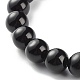 Obsidienne naturelle et perles rondes en hématite synthétique non magnétique bracelet extensible énergétique pour hommes femmes BJEW-JB06968-04-5