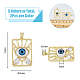 DICOSMETIC Rectangle with Evil Eye Charms Blue Eye Pendants Hollow Rectangle Charms Protection Eye Charms Cubic Zirconia Pendants Brass Pendants for Jewelry Making ZIRC-DC0001-19-2