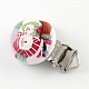 Christmas Santa Claus Pattern Printed Wooden Baby Pacifier Holder Clip with Iron Clasp WOOD-R251-03D-1