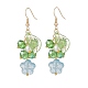 5 par de aretes colgantes de flor de la vida de perlas de vidrio y acrílico de 5 colores EJEW-JE05098-4