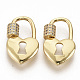 Brass Micro Pave Clear Cubic Zirconia Screw Carabiner Lock Charms ZIRC-S066-008-2