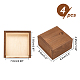 Scatola in legno di pino grezzo di forma quadrata OBOX-WH0006-06B-2