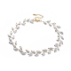 Colliers en perles de verre ovales à facettes galvanisées NJEW-JN02625-02-1