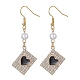 Alloy Crystal Rhinestone Rectangle with Heart Dangle Earrings EJEW-JE05491-04-1