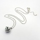 Colliers à pendentif en forme de médaillon à cage en laiton à longue chaîne rolo pour femmes à la mode X-NJEW-L074-02-1