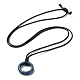 Ожерелье-подвеска в виде кольца из натурального лазурита с вощеными шнурами NJEW-R262-01B-04-2