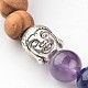 Buddha-Kopf-Chakra Armbänder Holz Perlen Stretch BJEW-JB02224-3