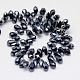 Black Plated Glass Teardrop Beads Strands EGLA-F018-F01-3