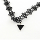Gothic Style Vintage Lace Choker Necklaces with Triangle Alloy Enamel Pendants NJEW-R227-50-3