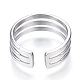 304 Stainless Steel Triple Line Open Cuff Ring X-RJEW-N040-19-3