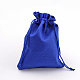 黄麻布ラッピングポーチ巾着袋  ブルー  13.5~14x9.5~10cm ABAG-Q050-10x14-22-3