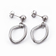 Accessoires de puces d'oreilles en 304 acier inoxydable et ensembles de bijoux de collier SJEW-L133-08P-4