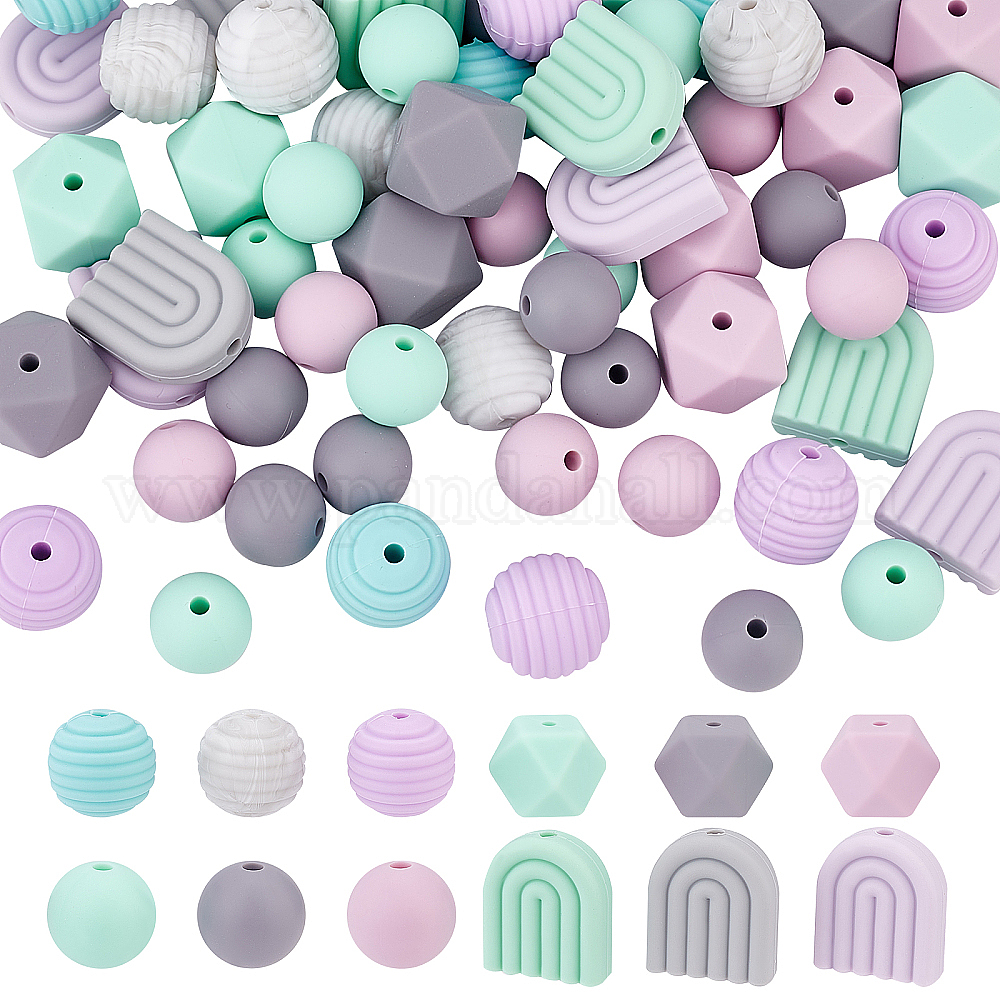 Shop DICOSMETIC 72Pcs 4 Styles Silicone Beads Set Candy Color Beads