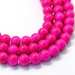 Baking Painted Glass Round Bead Strands, Fuchsia, 8.5~9mm, Hole: 1.5mm, about 105pcs/strand, 31.8 inch