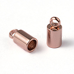 Placage ionique (ip) 304 extrémité de cordon en acier inoxydable, embouts, colonne, or rose, 8x4mm, Trou: 2mm, diamètre intérieur: 3 mm